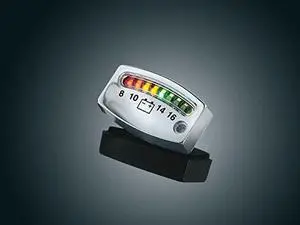 kuryakyn 4219 motorcycle accent lighting accessory: led battery gauge indicator display, universal fit for 12v applications, chrome