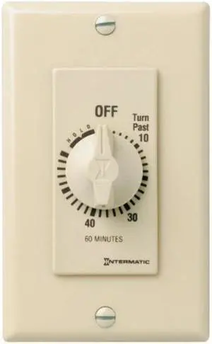 Intermatic Spring Wound Wall Switch Timer with Hold (60 Minute), Ivory