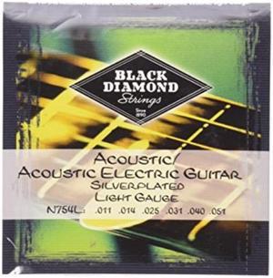 black diamond n754l silverwound acoustic guitar strings, light