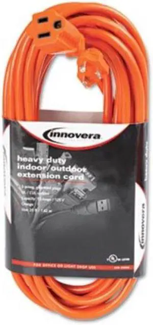 innovera 72225 indoor/outdoor extension cord, 25ft, orange