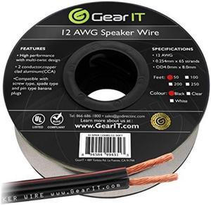 12awg speaker wire, gearit pro series 12 awg gauge speaker wire cable 50 feet / 15.24 meters great use for home theater speakers and car speakers black