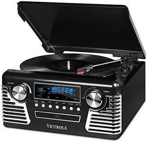 VICTROLA V50200BK V50    S RETRO RECORD PLAYER WITH BLUETOOTH  AND CD PLAYER   USB  BLACK