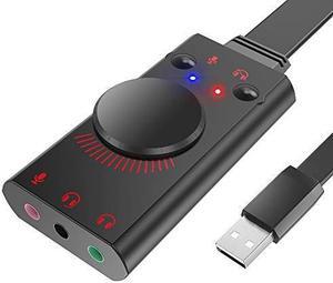 usb sound card adapter bengoo external audio adapter stereo sound card converter 3.5mm aux microphone jack for gaming headset earphone ps4 laptop desktop windows mac os linux, plug play