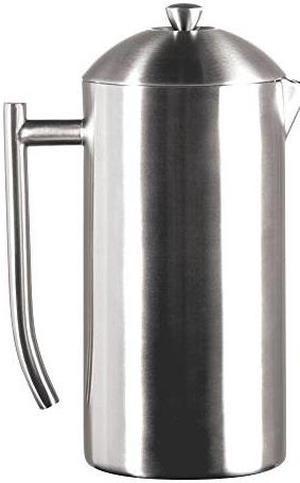 frieling usa double wall stainless steel french press coffee maker with zero sediment dual screen, brushed, 44ounce