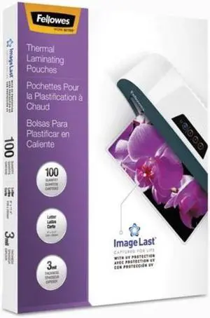 fellowes 52454 imagelast laminating pouches with uv protection, 3mil, 11 1/2 x 9 pack of 100