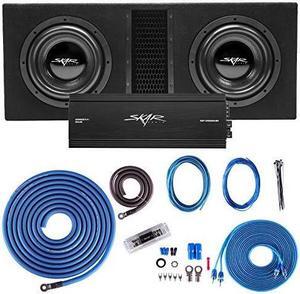 skar audio dual 10" complete 4, 000 watt evl series subwoofer bass package  includes loaded enclosure with amplifier