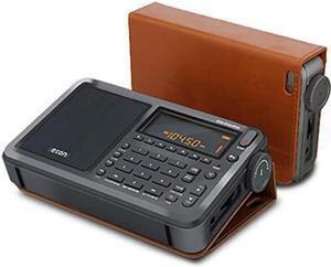 eton elite executive am/fm/aircraft band/ssb/shortwave radio with rds & custom leather carry cover