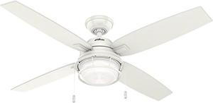 hunter indoor / outdoor ceiling fan with led light and pull chain control  ocala 52 inch, white, 59240