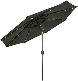 trademark innovations deluxe solar powered led lighted patio umbrellas, 9', black