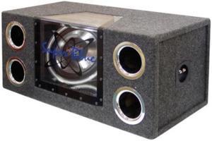 12" 1200w car audio subwoofer  2 way neon bandpass speaker system w/ blue lights, dc 12v input/4 ohm/32hz1khz freq.res w/ plexiglass front window & silver polypropylene cone  pyramid bnps122