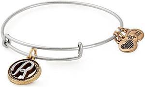 alex and ani women's initial r ii bangle two tone bracelet, rafaelian silver, expandable