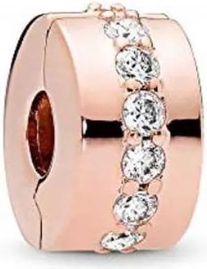 pandora shining path clip charm, pandora rose, clear cubic zirconia, one size pandora shining path clip charm, pandora rose, clear cubic zirconia, one size
