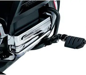 kuryakyn 3995 motorcycle foot controls: ergo ii cruise mounts with trident dually iso pegs and mini arms for honda gold wing, valkyrie motorcycles, gloss black, 1 pair