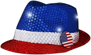 blinkee usa flashing fedora hat with red white and blue sequins by blinkee usa flashing fedora hat with red white and blue sequins by