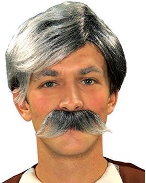 forum novelties gepetto wig and moustache kit, grey