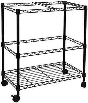 oceanstar portable 2tier metal rolling file cart, black