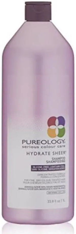 pureology | hydrate sheer moisturizing shampoo | for fine, dry color treated hair | sulfatefree | siliconefree| vegan | 33.8 oz.