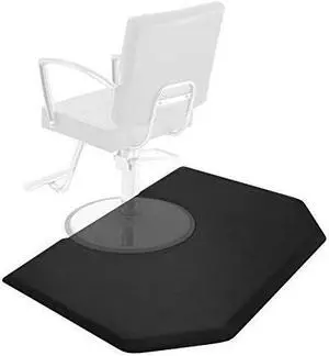 saloniture 5 ft. x 4 ft. salon & barber shop chair antifatigue mat  black hexagon  1 in. thick