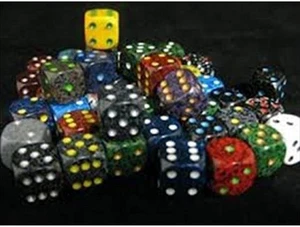 chessex: speckled d6 assorted bag of 50 chessex: speckled d6 assorted bag of 50