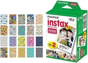 fujifilm instax mini instant film + 20 sticker frames for fuji instax prints travel package  deluxe bundle 20 exposures