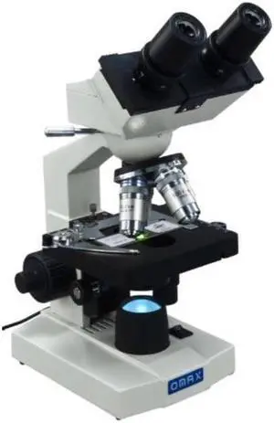 omax 40x2000x lab led binocular compound microscope with double layer mechanical stage and coaxial coarse/fine focusing knob