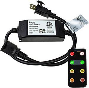 newhouse lighting leddim265 wireless outdoor led string light dimmer control outlet | 265 max watts | 100ft remote range | etl listed, black