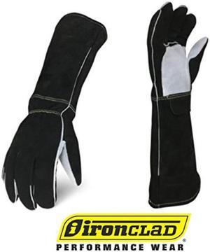 ironclad welding leather gloves mig tig stick grain, palm reinforcements, fleece or cotton lining, foam insulation, multi options cow, elkskin, buffalo, machine washable, great fit, black, small  wst