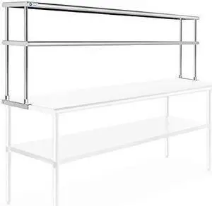GRIDMANN NSF Stainless Steel Commercial 2 Tier Double Overshelf 72 in. x 12 in. for Kitchen Prep & Work Table