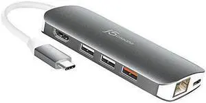 j5create USB-C 10-in-1 MultiPort Adapter | 4k HDMI/VGA/USB-C 3.1/USB 3.0/Ethernet/SD/microSD