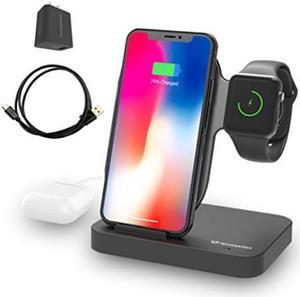 Techsmarter Wireless Charging Station Dock for iPhone Apple Watch and AirPods Compatible with Apple iPhone 15 14 13 12 11 XR XS X 8 iWatch 7 6 5 4 3 2 1