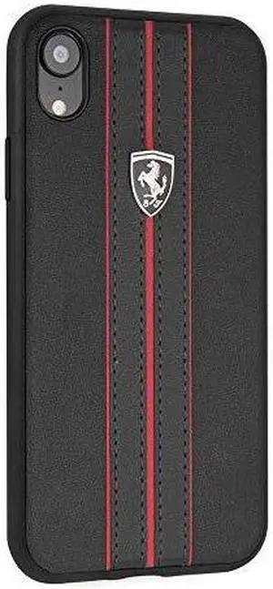 cg mobile ferrari pu leather case for iphone xr cell phone cover off track collection black with contrasting red stitching finishes easy snapon shock absorption cover officially licensed.