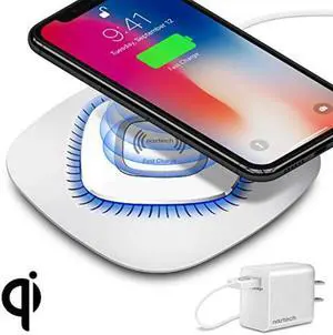 naztech power pad qi wireless fast charger. compatible for iphone 11, 11pro, 11 pro max, xs max, xr, xs, x, 8, 8+,galaxy s10,s9,s8, note10 note9 note8