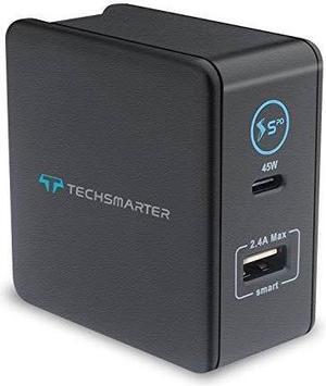 Techsmarter 57W USB C PD Wall Charger with 45W Power Delivery Port, For iPhone 15, 14, 13, 12, 11, XS, XR, iPad Air/Pro, MacBook Air/Pro, Samsung 23, S22, S21, S20, Note, Androids, Tablets