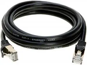Cables Direct Online 10ft Cat7 S/FTP Ethernet Cable, Gold-Plated Shielded RJ45 Connectors, Black