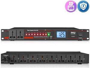 10 outlet power sequencer conditioner  13 amp 2000w rack mount pro audio digital power supply controller regulator w/voltage readout, surge protector, for home theater stage/studio use  pyle pco875