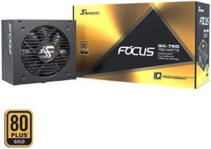 seasonic focus gx750, 750w 80+ gold, fullmodular, fan control in fanless, silent, and cooling mode, 10 year warranty, perfect power supply for gaming and various application, ssr750fx.