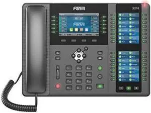 fanvil x210 enterprise voip phone, 4.3inch color display, two 3.5inch side color displays for dss keys. 20 sip lines, dualport gigabit ethernet, power adapter not included