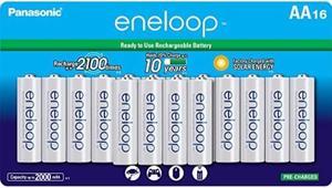 panasonic bk3mcca16fa eneloop aa 2100 cycle nimh precharged rechargeable batteries, package includes 16aa blue or 16aa white