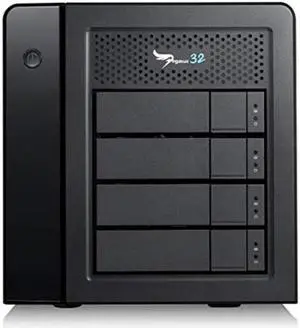 promise pegasus32 r4 16tb 4x4tb hybrid thunderbolt 3 or usb32 direct attached raid storage, high performance external hard drive