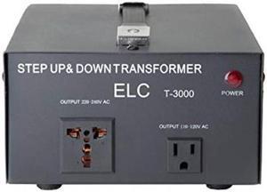 elc t3000ud t3000+ 3000watt voltage converter transformer  step up/down  110v/220v  circuit breaker protection heavy duty