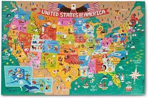 melissa & doug natural play giant floor puzzle: america the beautiful 60 pieces, great gift for girls and boys  best for 5, 6, 7, and 8 year olds