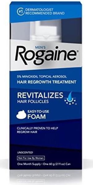 men's rogaine 5% minoxidil foam for hair loss and hair regrowth, topical treatment for thinning hair, 1month supply