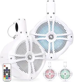 belva bwt8led pair of 600w 8inch wakeboard tower speakers with multiled lights and remote