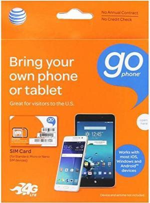 at&t 3in1, triple cut universal sim card starter kit for gophone devices no annual contract packaging may vary