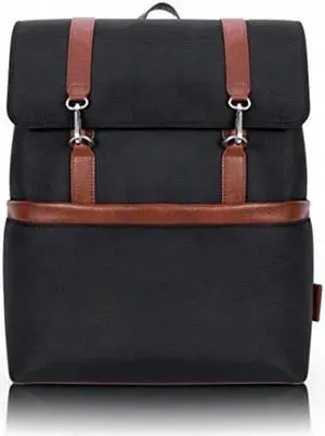 mcklein element, 1680d ballistic nylon with leather trim, 17" nylon, twotone, flapover, laptop & tablet backpack, black 78475