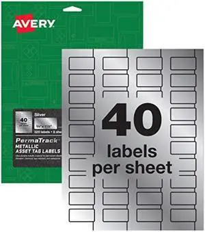 avery permatrack metallic asset tag labels, 3/4" x 11/2", 320 labels 61523