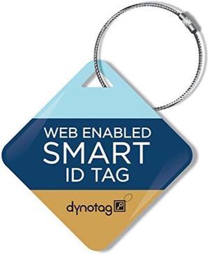 dynotag web enabled smart id tag, delue steel tag with braided steel loop, with dynoiq & lifetime recovery service. diamond stripes
