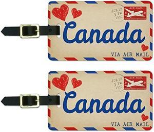 graphics & more air mail postcard love for canada luggage suitcase carryon id tags, white