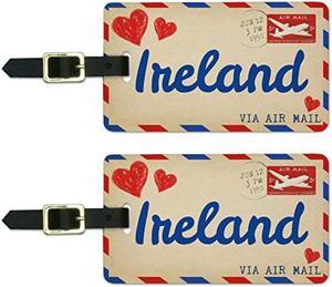 graphics & more air mail postcard love for ireland luggage suitcase carryon id tags, white