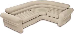 Intex 68575EP Inflatable Corner Living Room Air Mattress Sectional Sofa, Beige